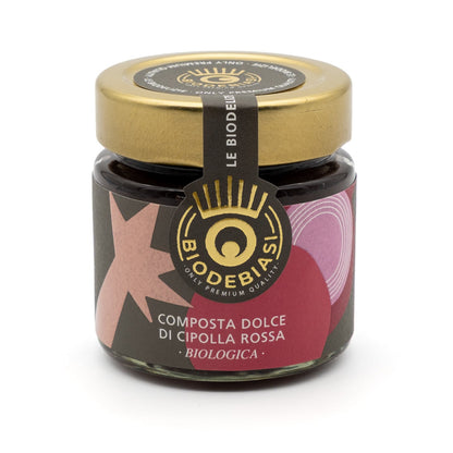 vasetto di composta dolce di cipolla rossa biologico biodebiasi in vetro da 130g