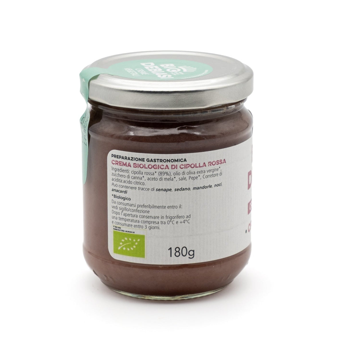 vasetto di crema vegetale di cipolla rossa biologico  biodebiasi in vetro ingredienti