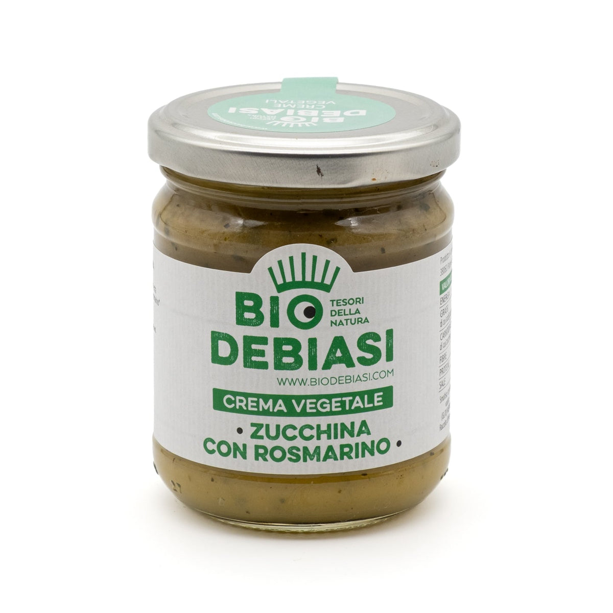 vasetto di crema vegetale di zucchina con rosmarino biologico biodebiasi in vetro da 180g