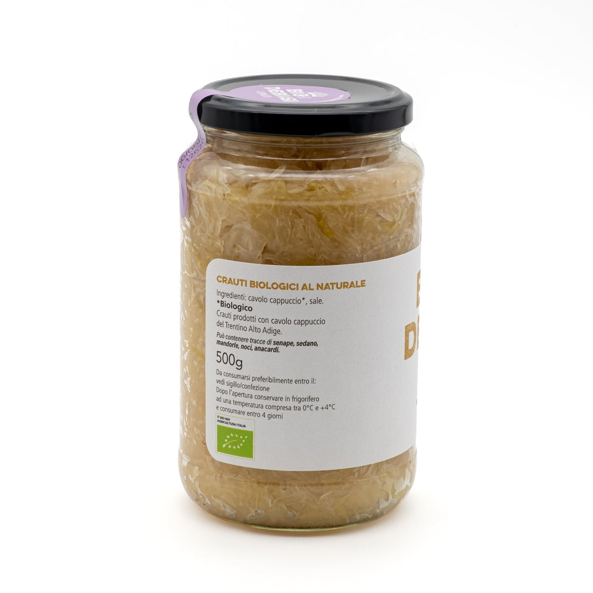 vasetto di crauti al naturale biologico biodebiasi in vetro  ingredienti