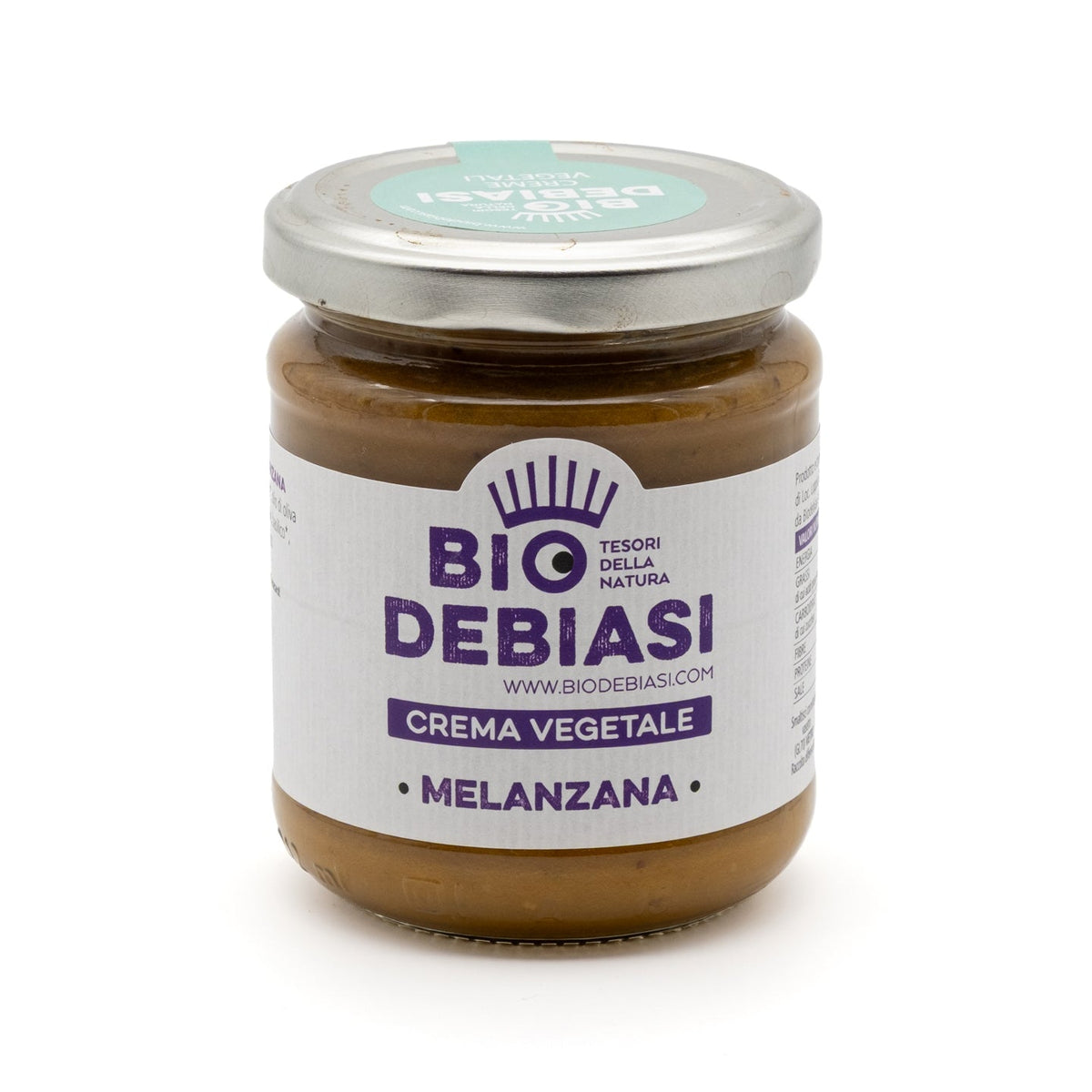 vasetto di  crema vegetale di melanzana biologico biodebiasi in vetro da 180g