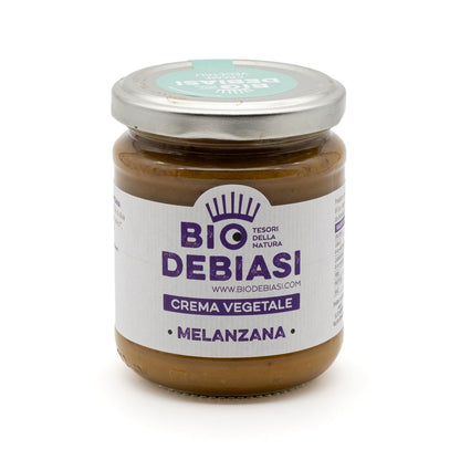 vasetto di  crema vegetale di melanzana biologico biodebiasi in vetro da 180g