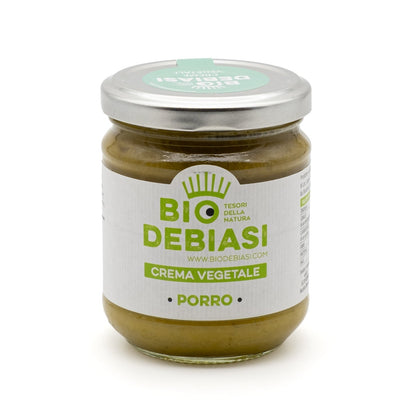 vasetto di crema vegetale di porro biologico biodebiasi in vetro da 180g