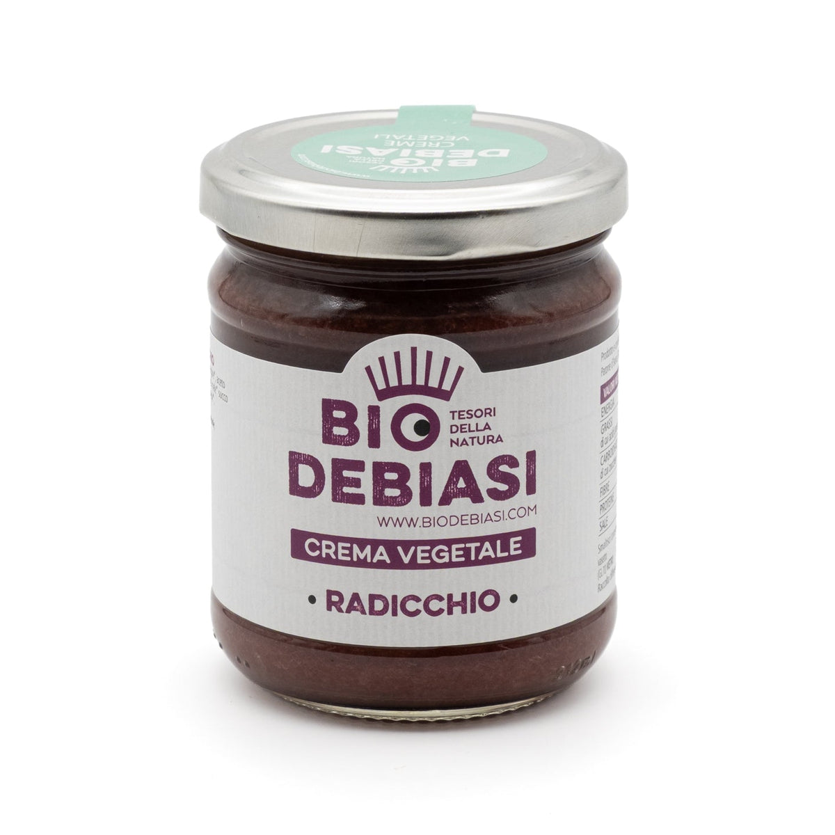 vasetto di crema vegetale di radicchio biologico biodebiasi in vetro da 180g