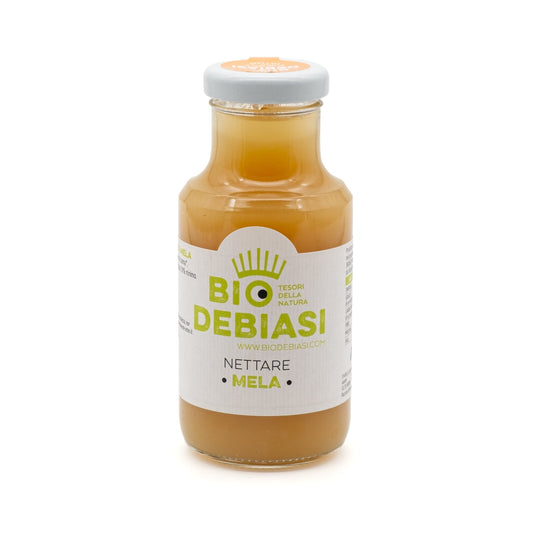 bottiglietta di nettare di mela biologico biodebiasi in vetro da 200ml