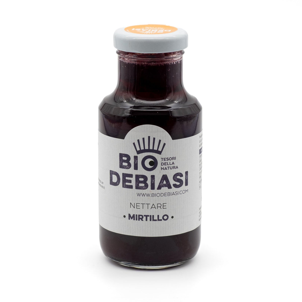 bottiglietta di nettare di mirtillo biologico biodebiasi in vetro da 200ml