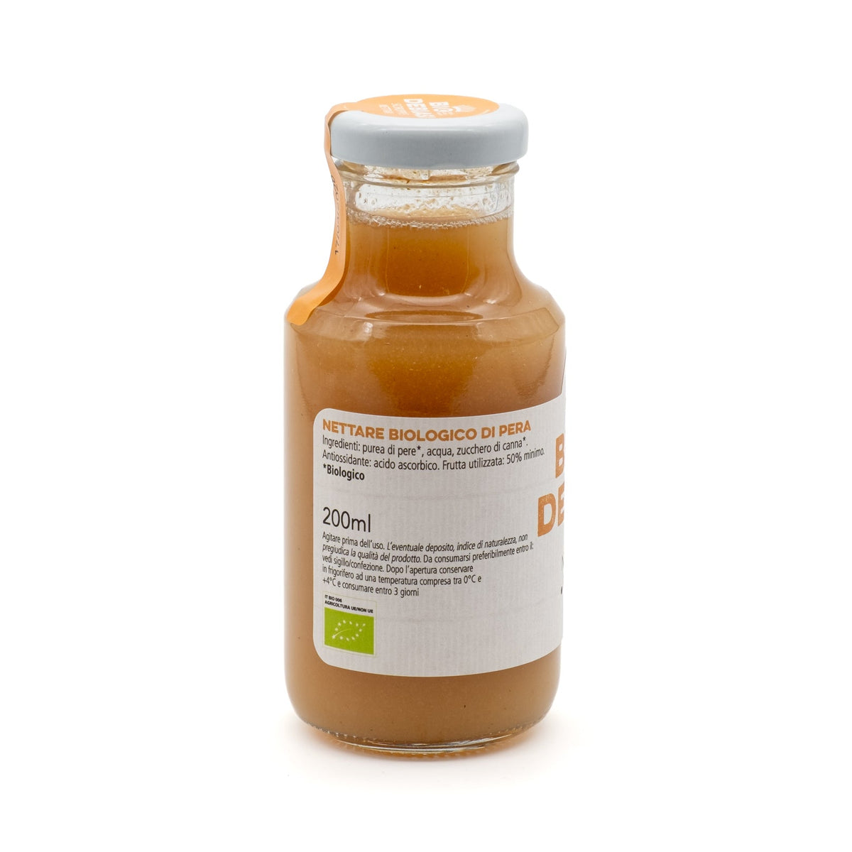 bottiglietta di nettare di pera biologico biodebiasi in vetro  ingredienti