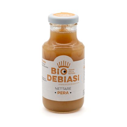 bottiglietta di nettare di pera biologico biodebiasi in vetro da 200ml