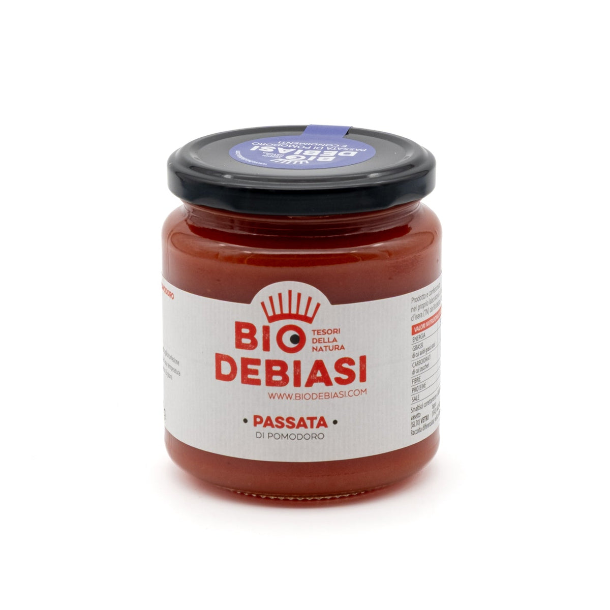 vasetto di passata di pomodoro biologico biodebiasi in vetro da 270g