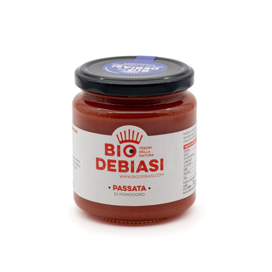vasetto di passata di pomodoro biologico biodebiasi in vetro da 270g
