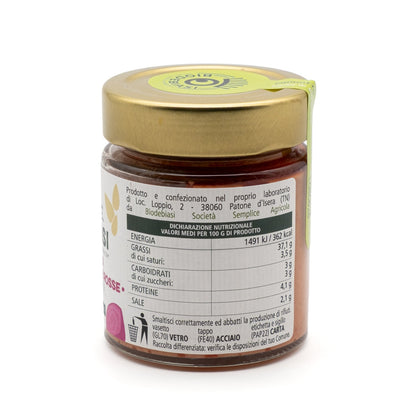 vasetto di pesto di barbabietole rosse con mandorle biologico biodebiasi in vetro valori nutrizionali