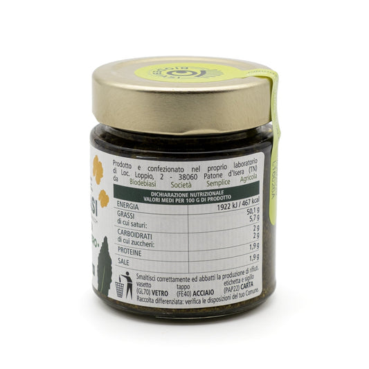 vasetto di pesto di cavolo nero con noci biologico biodebiasi in vetro valori nutrizionali