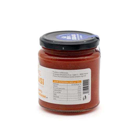 vasetto di sugo pronto pomodoro e peperoni biologico biodebiasi in vetro valori nutrizionali