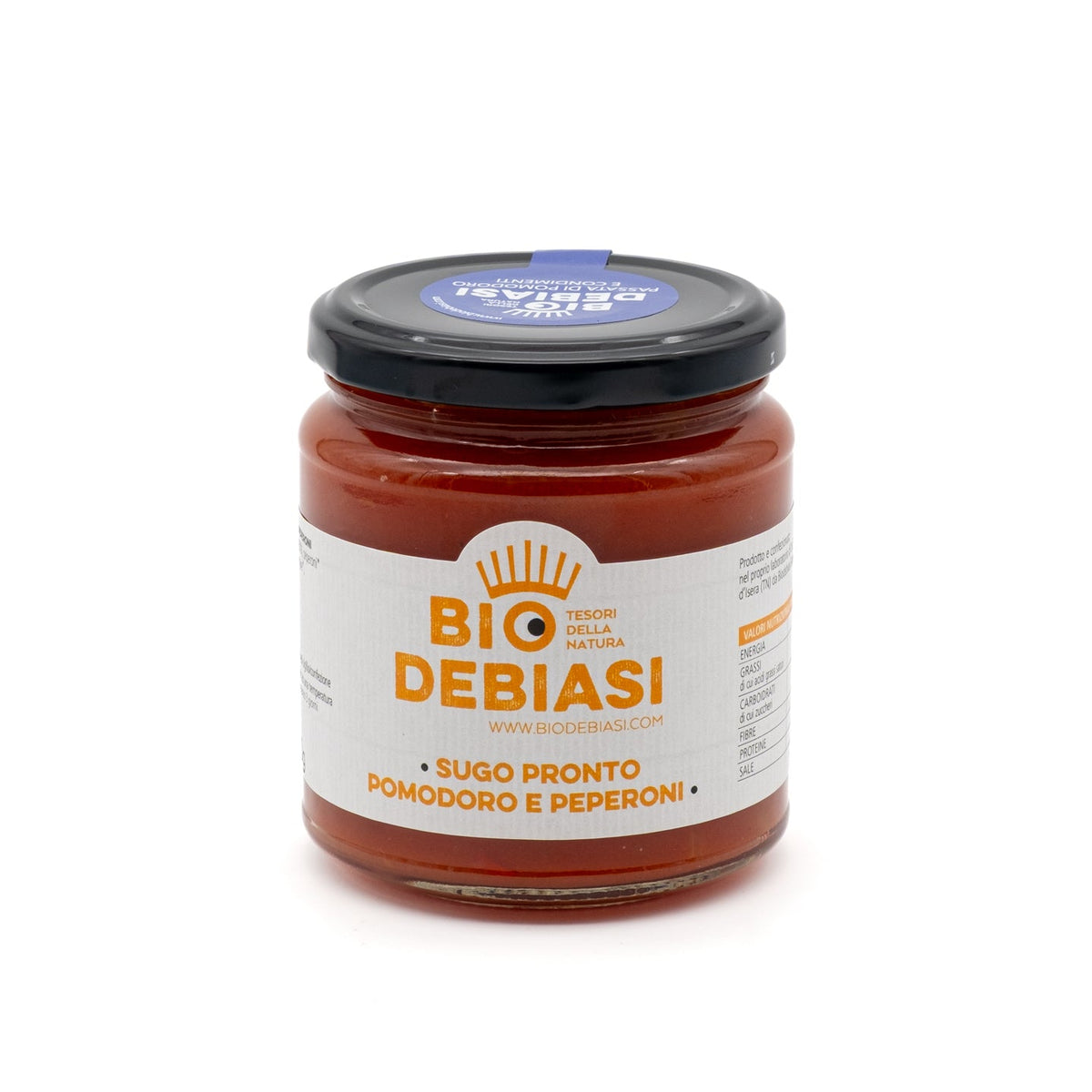 vasetto di sugo pronto pomodoro e peperoni biologico biodebiasi in vetro da 270g