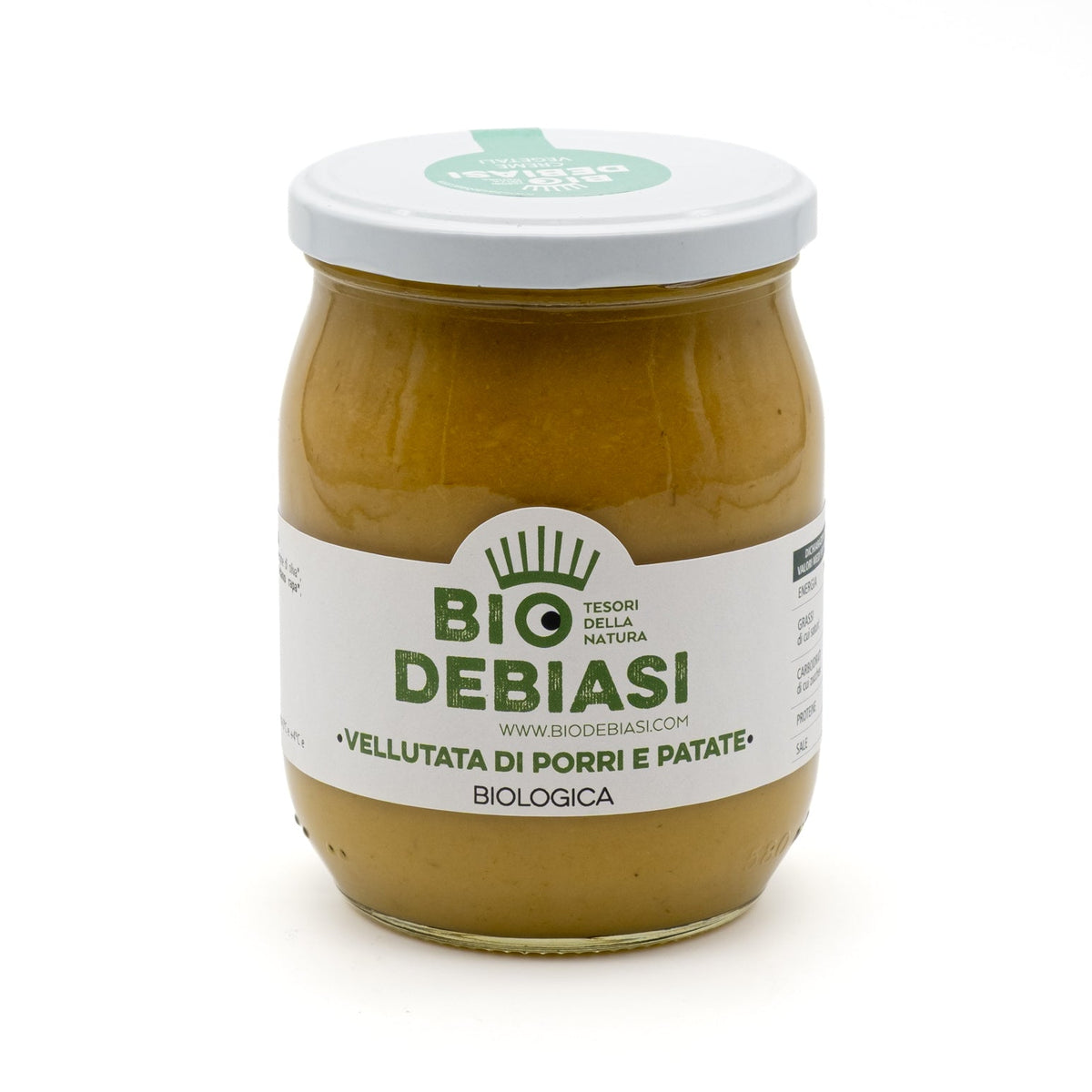 vasetto di vellutata di porri e patate biologico biodebiasi in vetro da 530g